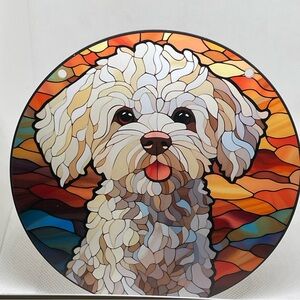 Suncatcher Acrylic 6” White Dog Maltese Toy Poodle Decorative Gifts